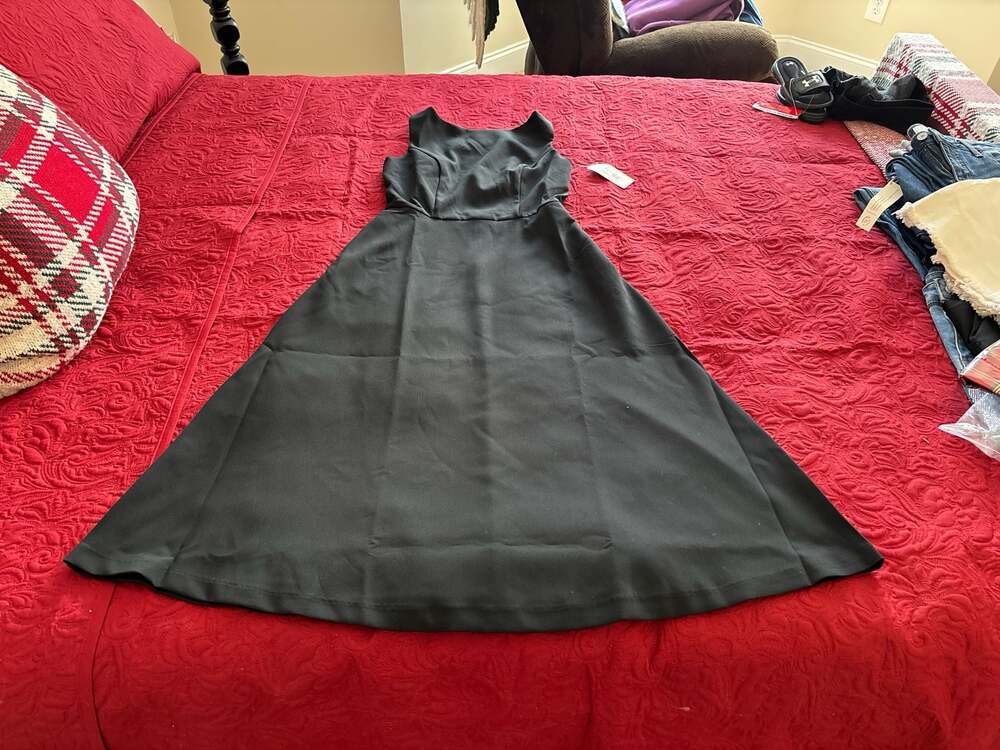 A New Day Women's Sleeveless Boat Neck Fit & Flare Midi Dress - Ebony Black